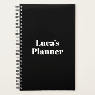 Modern black and white typography custom name  planner