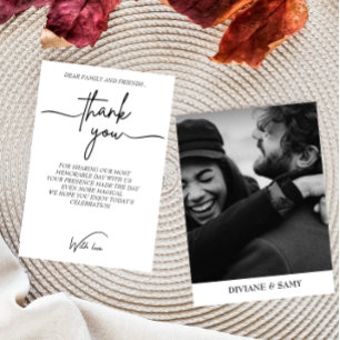 Modern Black and white Typography Photo thank you Card