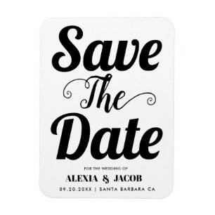 Modern black and white typography Save the Date Magnet