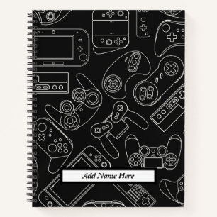 Modern Black and White Video Game Customisable  Notebook
