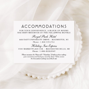 Modern Black and White Wedding Accommodations Enclosure Card
