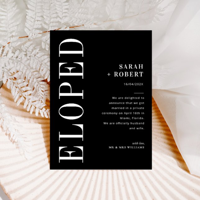 Modern black and white wedding announcement (Creator Uploaded)