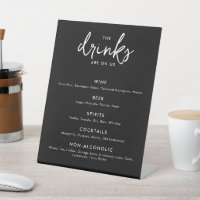 Modern Black and White Wedding Bar Menu
