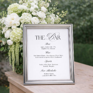 Modern Black and White Wedding Bar Poster