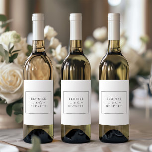 Modern Black and White Wedding Bottle Label