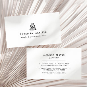 Modern Black and White Wedding Cake Business Card