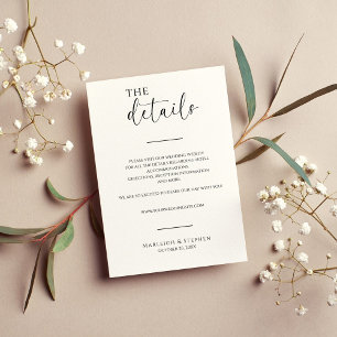 Modern Black and White Wedding Details Card