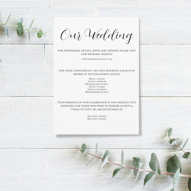 Modern Black and White Wedding Details Card (Creator Uploaded)