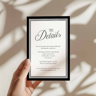 Modern Black and White Wedding Details Enclosure Card