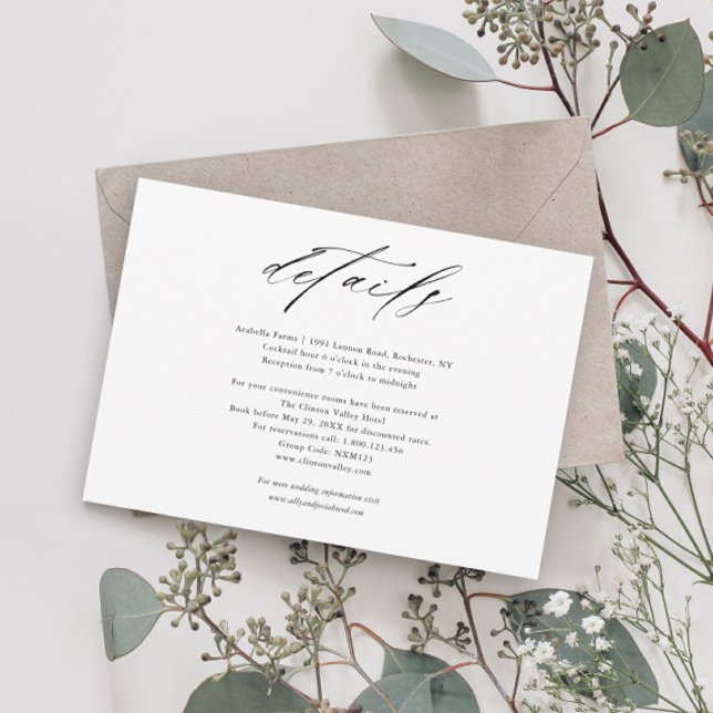 Modern Black and White Wedding Details Enclosure Invitation (Creator Uploaded)