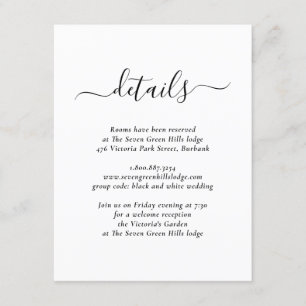 Modern Black and White Wedding Enclosure Card