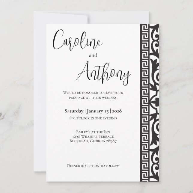 Modern Black and White Wedding Invitation (Front)