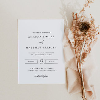 Modern Black and White Wedding Invitation