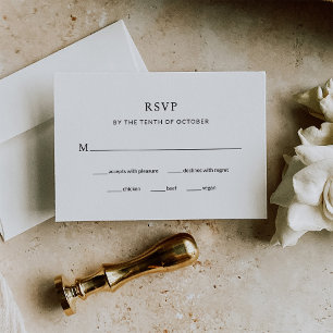 Modern Black and White Wedding Meal Choice RSVP Card