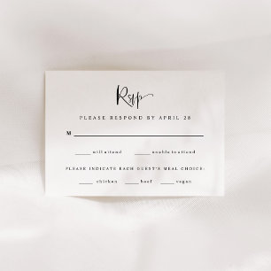 Modern Black and White Wedding Meal Choice RSVP Card