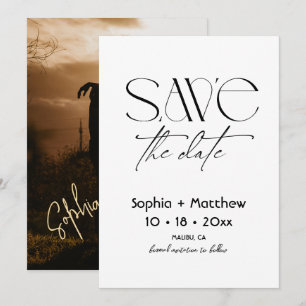 Modern Black and White Wedding Photo Save The Date