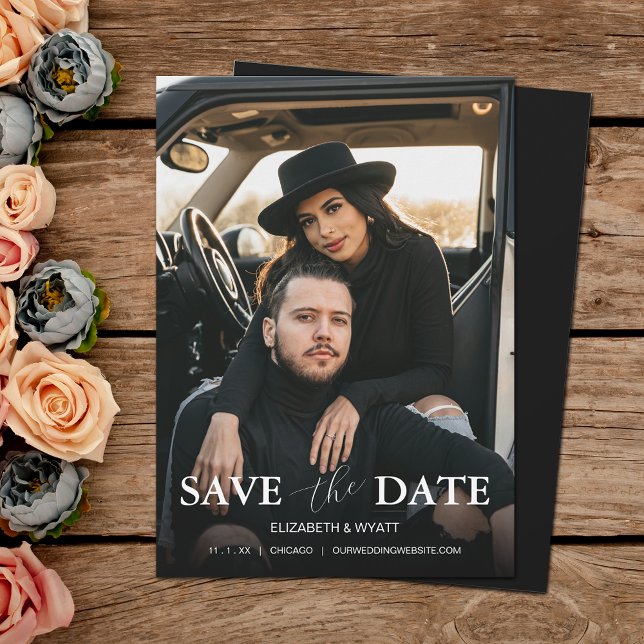 Modern Black and White Wedding Photo Save The Date (Creator Uploaded)