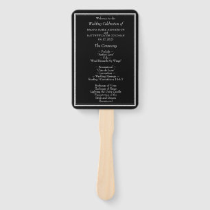 Modern Black and White Wedding Program Hand Fan