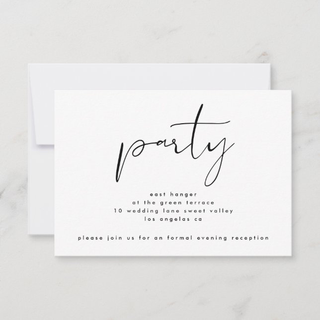 Modern Black and White Wedding Reception Invitation (Front)