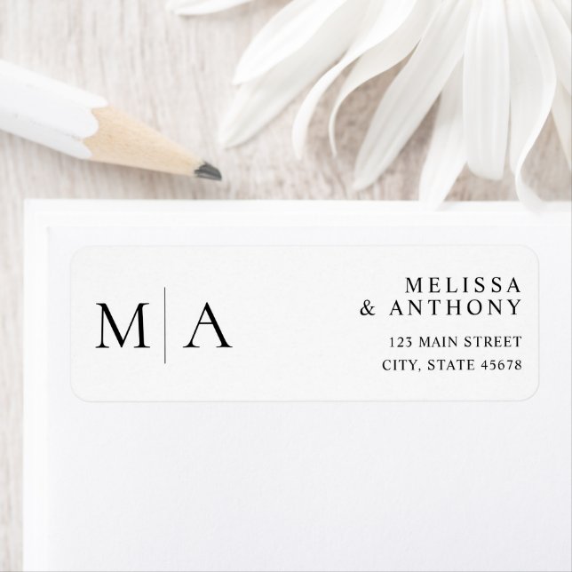 Modern Black and White Wedding Return Address (Insitu)