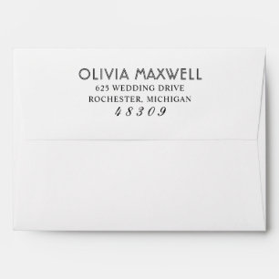 Modern Black and White Wedding Return Address Envelope