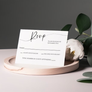 Modern Black and White Wedding RSVP Card
