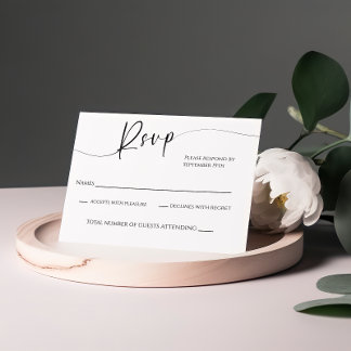 Modern Black and White Wedding RSVP Card