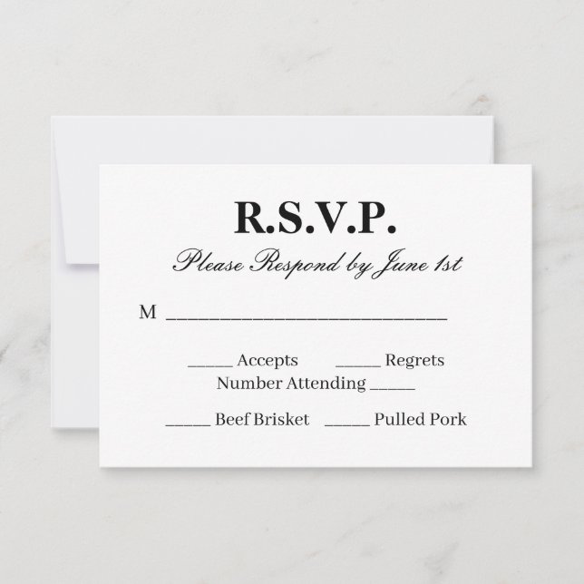 Modern Black and White Wedding RSVP Card (Front)
