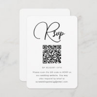 Modern Black and White Wedding RSVP with QR Code