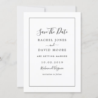 Modern Black And White Wedding Save The Date