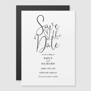 Modern Black And White Wedding Save The Date Magnetic Invitation