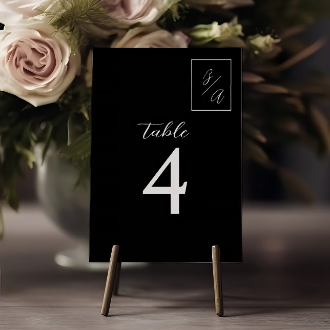 Modern Black and White Wedding Table Number (Creator Uploaded)