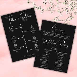 Modern Black and White Wedding Timeline Icons Programme