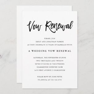 Modern Black and White Wedding Vow Renewal Invitation
