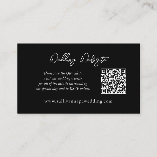 Modern Black And White Wedding Website Enclosure C Card (Front)