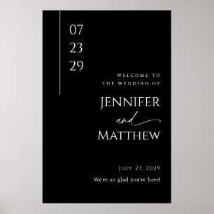 Modern Black and White Wedding Welcome Poster