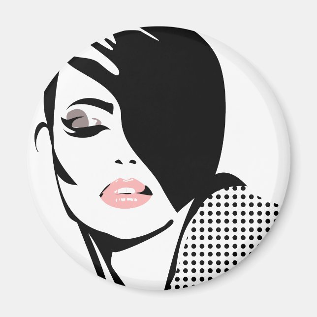 Modern black and white woman portrait minimalist  magnet (Front)