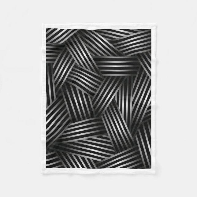 Modern Black and White Woven Stripes Fleece Blanke Blanket (Front)