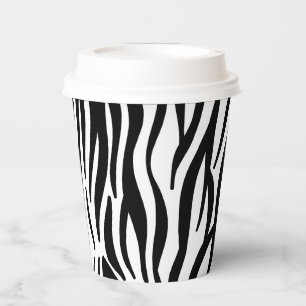 Modern black and white zebra stripes pattern paper cups