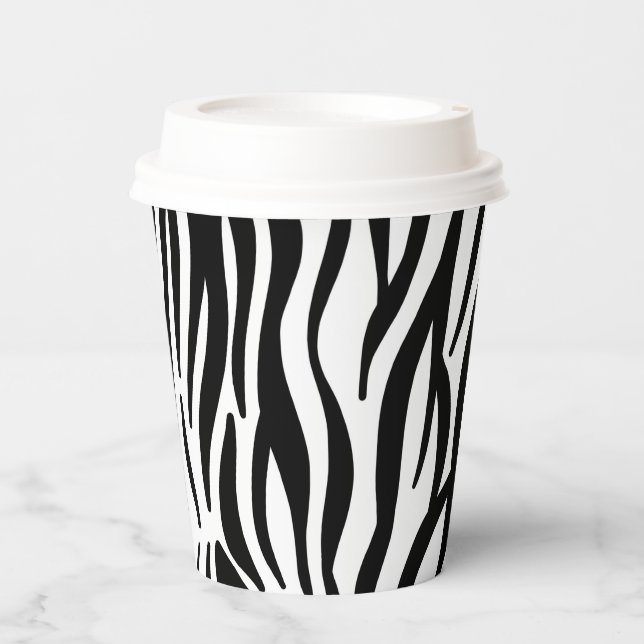 Modern black and white zebra stripes pattern paper cups (Front)