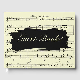 Modern Black and Yellow Music Wedding Invitation Guest Book