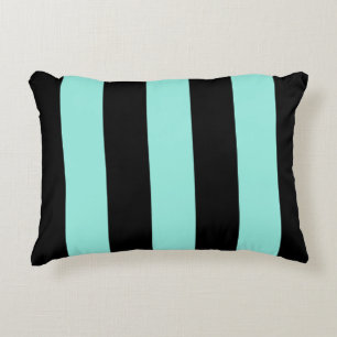 Modern Black Aqua Green Stripes Pattern Pillow