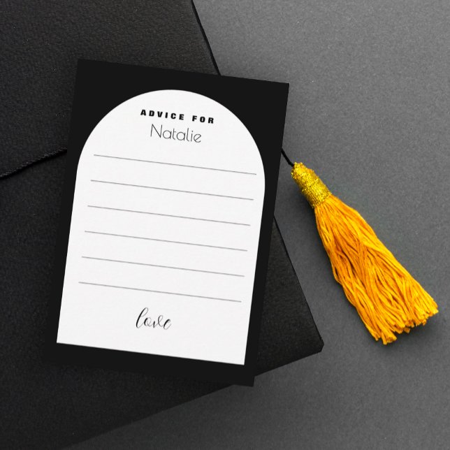 Modern Black Arch Elegant Fonts Graduate Enclosure Card (Creator Uploaded)