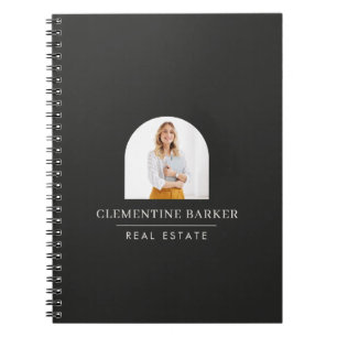 Modern black arch photo Business Branding Notebook