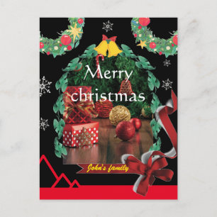 Modern black arch photo chic merry christmas holiday postcard