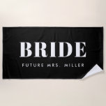 Modern Black Bachelorette Future Mrs Bride Beach Towel<br><div class="desc">Boho Personalised Bachelorette Bride Newlywed Honeymoon Beach towel</div>