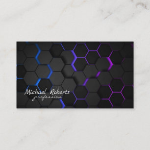Modern Black Background With Hexagon Business Card