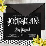 Modern Black Bat Mitzvah Wild Flower Invitation<br><div class="desc">This vintage black bat mitzvah invitation is even more attractive with fun polka dots on back. The beautiful white typography has wild flowers that you can move and resize with your lettering to make this even more uniquely beautiful! Botanical artwork can be colour changed along with your text. Easily change...</div>