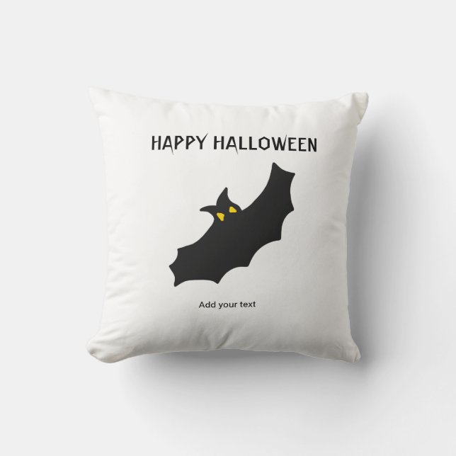 modern black bat script halloween party  cushion (Front)