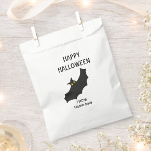 modern black bat script halloween party favour bags